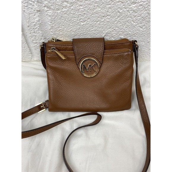 Michael kors Bifold Small Brown Pebbled Leather Crossbody Shoulder Handbag Card - Picture 16 of 16